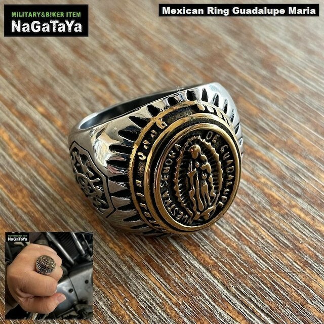MEXICAN RING メキシカンリング グアダルーペ マリア ステンレススチール素材 23号 指輪 BIKER