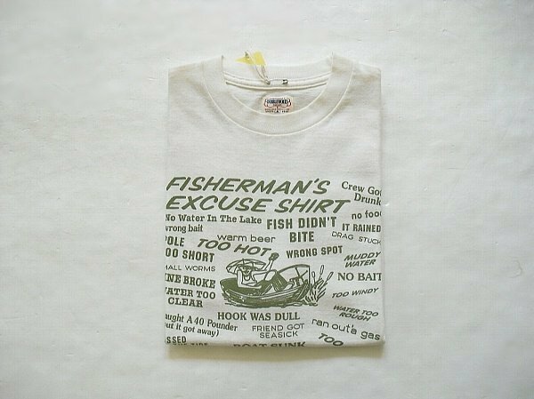 Lot.34005　クルーネックＴシャツ/FISHERMAN'S（ダブルワークス）　＠M　コットン100%　丸胴　希少　デッドストック　ウエアハウス　新品