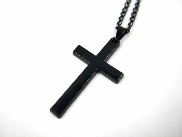 クロス 十字架 ネックレス ペンダント ステンレス ブラック