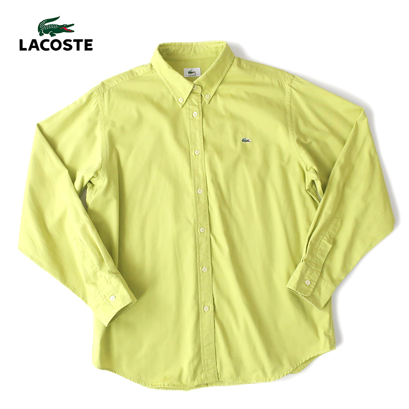 LACOSTE ラコステ コットンツイル ボタンダウンシャツ リラックスフィット　ライムイエロー 42(L)