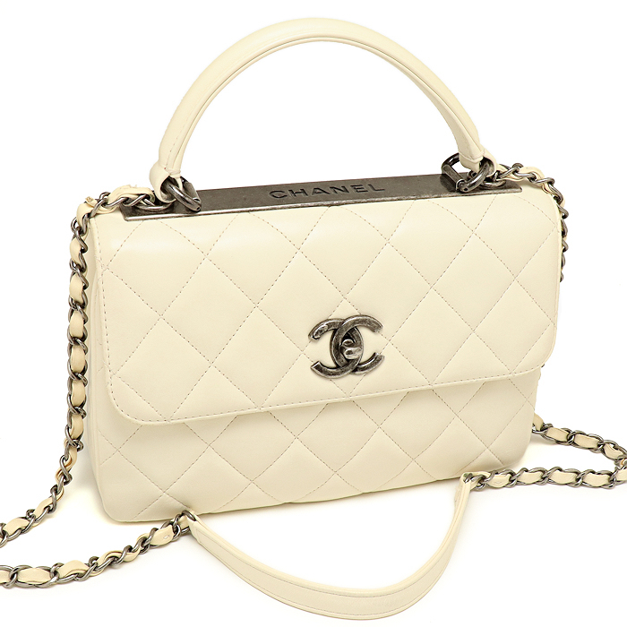 シャネル マトラッセ トップハンドル フラップバッグ A92236 チェーンショルダー 2WAYバッグ ホワイト CHANEL