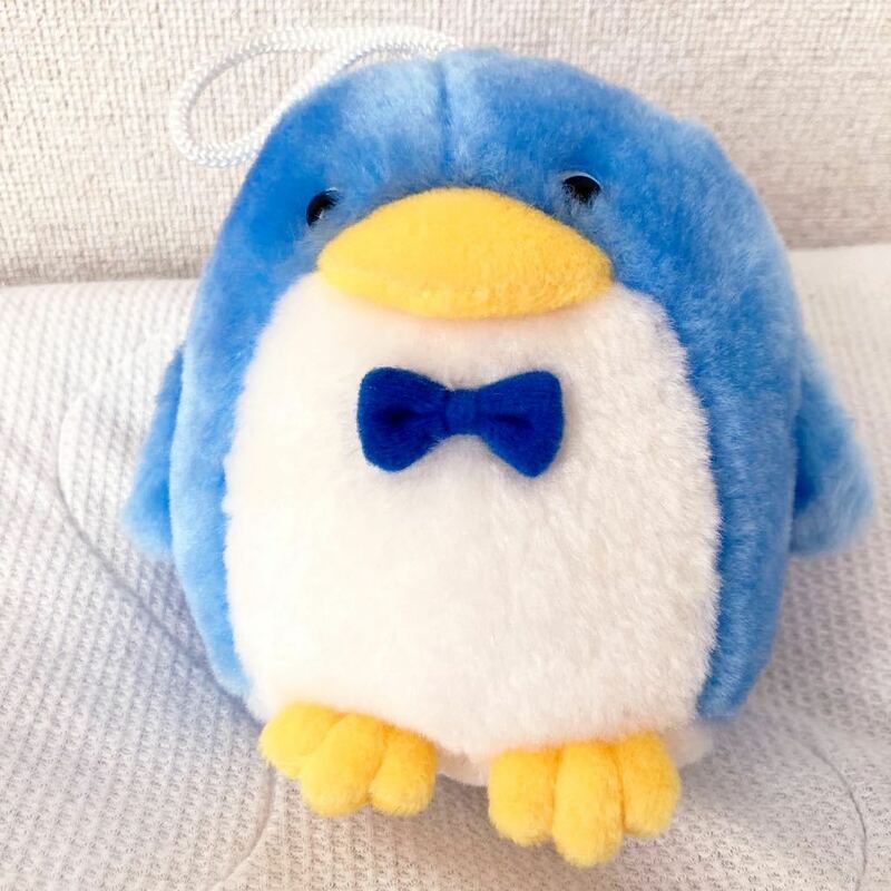 h30)ペンギン ぬいぐるみ マスコット 水色 ブルー 蝶ネクタイ おもちゃ