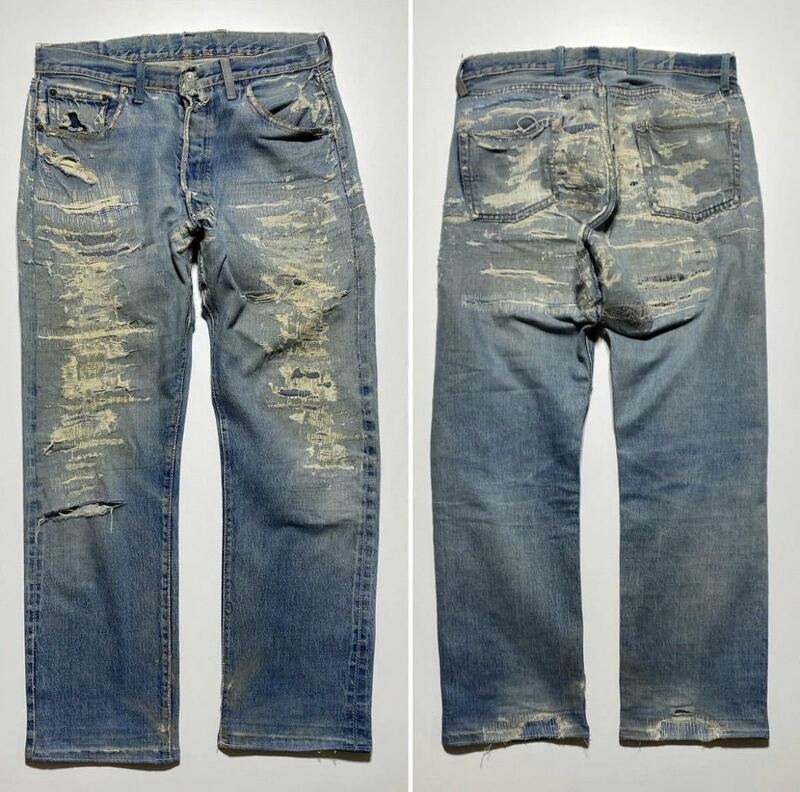 1960s Vintage LEVI’S 501XX Denim Pants 60年代 ヴィンテージ リーバイス 501XX デニム パンツ 最終モデル 隠しリベット無し ボロ R1919