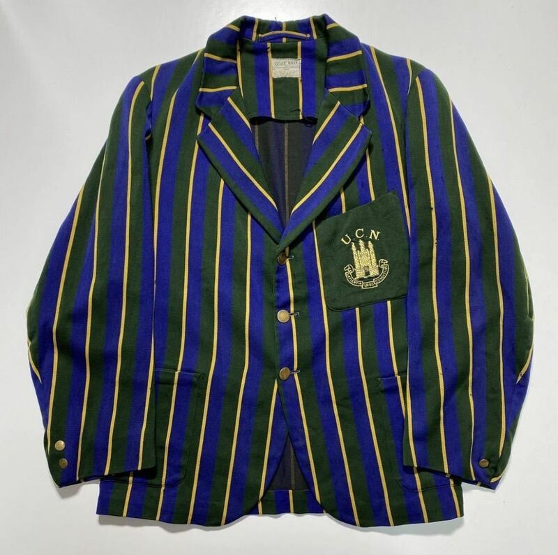 1940s Vintage UK School Jacket 1940年代 ヴィンテージ イギリス スクール ジャケット ストライプ ブレザー U.C.N R1549