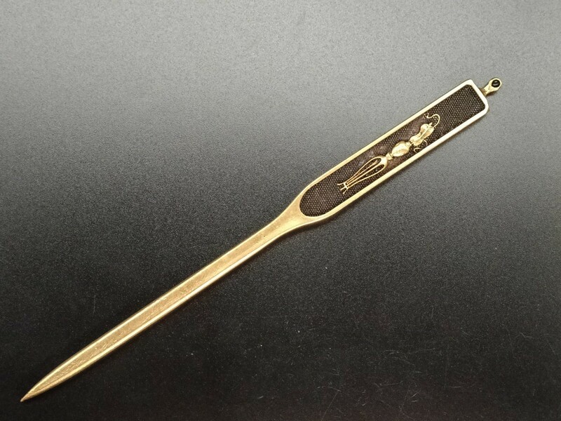 日本刀装具　笄　飾りの図　細工　金工品　銅製　刀剣美術　