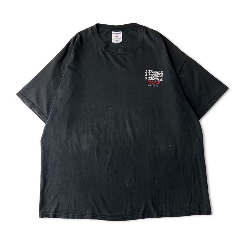 雰囲気系 90s USA製 テキーラ メッセージ 刺繍 半袖 Tシャツ 2XL 黒 / 90年代 アメリカ製 オールド ブラック ビッグサイズ
