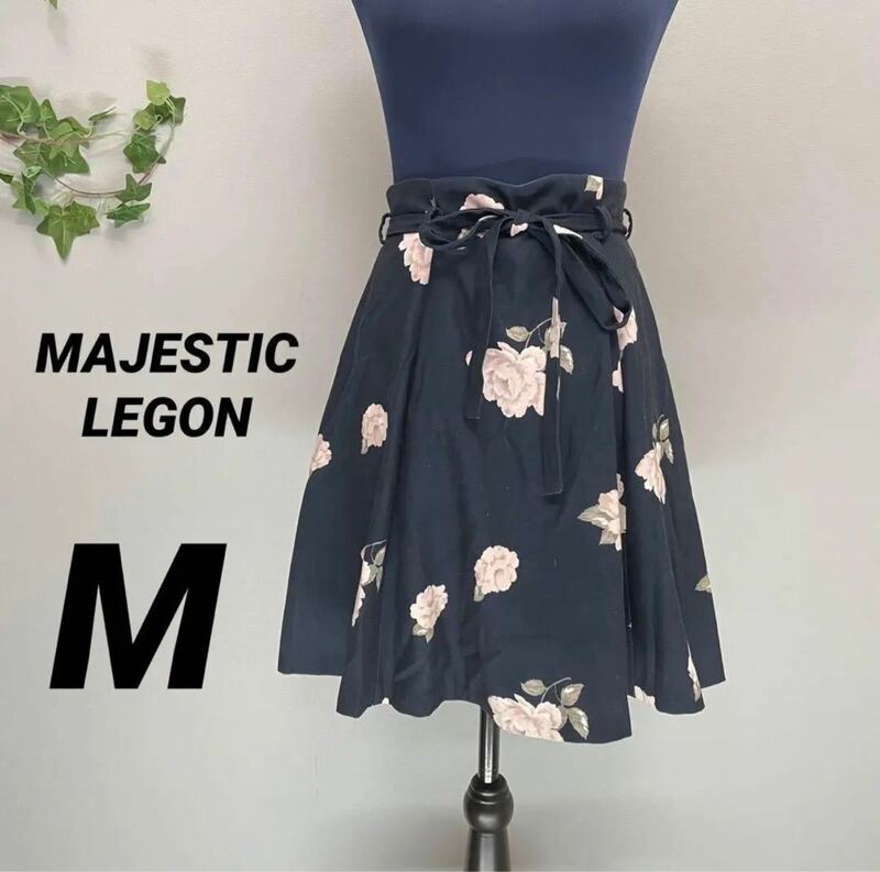 【MAJESTIC LEGON 】スカート 膝丈 M フラワーモチーフ 花柄