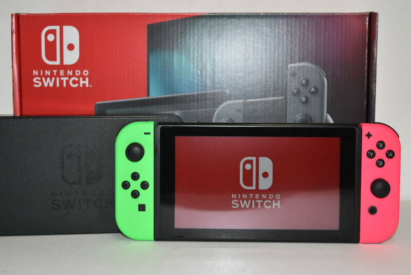 25M 【中古品】 Nintendo Switch XKJシリーズ JoyCon ネオングリーン ネオンピンク ジョイコン Ver.16.0.1 ニンテンドースイッチ 本体
