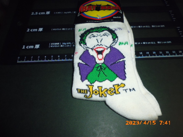バットマン靴下　ジョーカー　(The Joker) ビンテージ　１９８２年　米国サイズ表記　９－１１　