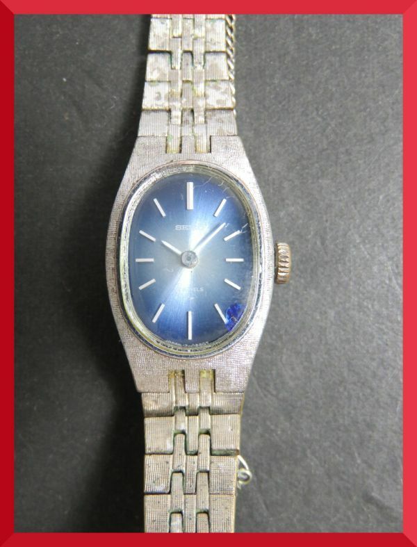 セイコー SEIKO 17石 手巻き 2針 純正ベルト 17-7100 女性用 レディース 腕時計 U506 稼働品