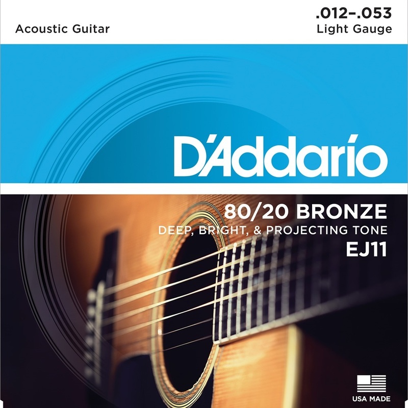 D'Addario ダダリオ アコースティックギター弦 80/20ブロンズ Light .012-.053 EJ11 (メール便対応)