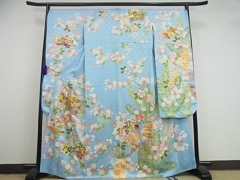 平和屋着物■極上　創業460年・千總　振袖　駒刺繍　吉祥花文　金彩　反端付き　逸品3s1160