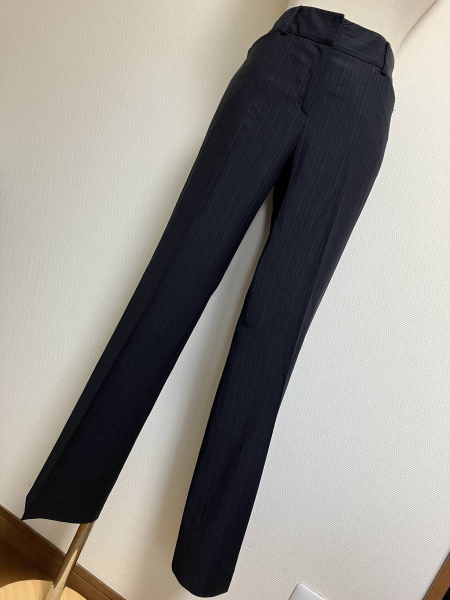 美品★ICBストライプ美ラインパンツ日本製ネイビーＭ★9504