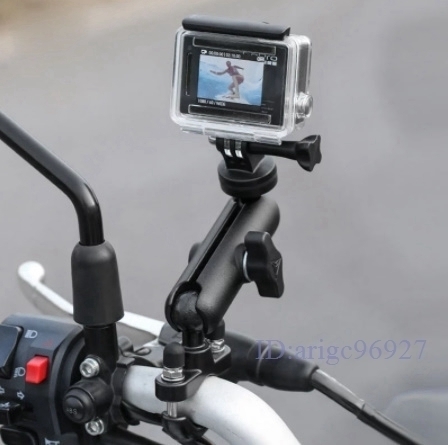 E924★オートバイ バイクカメラホルダー ハンドルバーミラーマウント 1/4 メタルスタンド GoPro Hero8