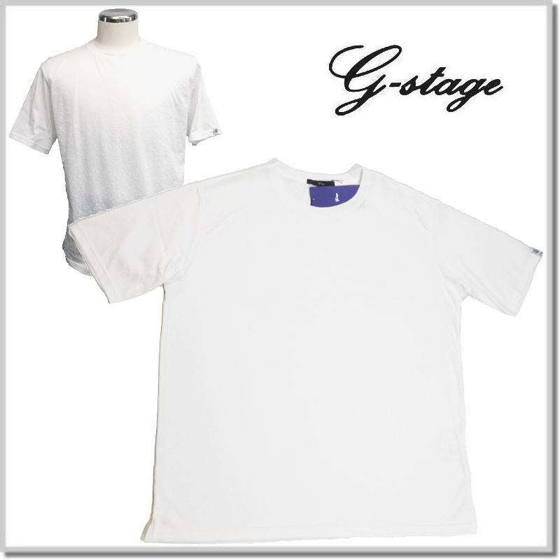 ジーステージ g-stage シルケットフラワージャガードクルーネックショートスリーブTシャツ 331508-001(WHITE)-48(L)半袖Tシャツ カットソー