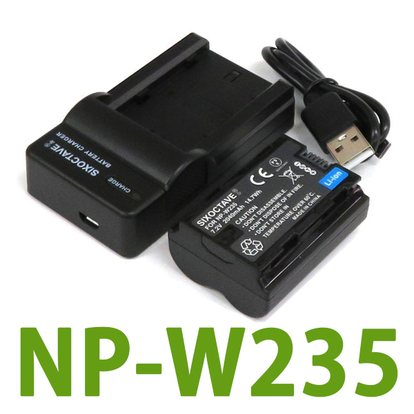 NP-W235 FUJIFILM 互換バッテリー 1個と充電器（USB充電式） X-S20 BC-W235 純正品にも対応 X-H2 X-H2S X-T4 X-T5 F GFX100S GFX50S II