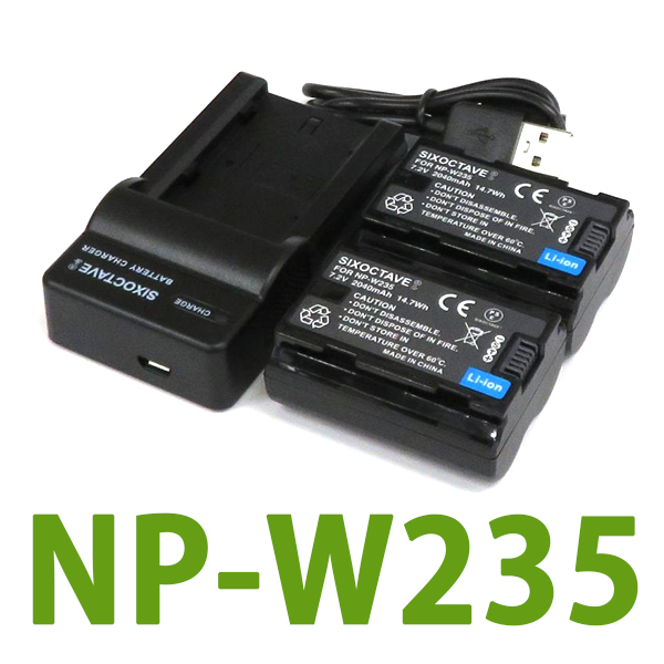 NP-W235 FUJIFILM 互換バッテリー 2個と充電器（USB充電式）X-S20 BC-W235 純正品にも対応 X-H2 X-H2S X-T4 X-T5 F GFX100S GFX50S II