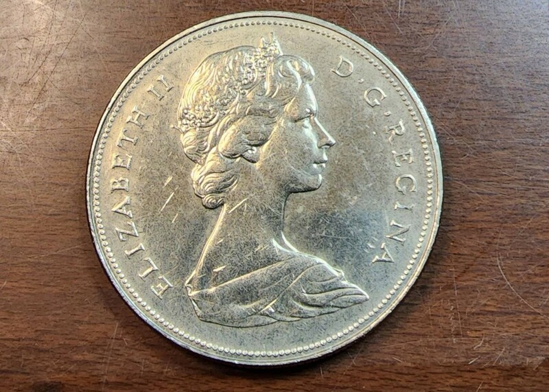 CANADA カナダ ブリティッシュ コロンビア 100年周年記念 1871-1971 カナダ 1ドル 銀貨 ELIZABETH II DG REGINA