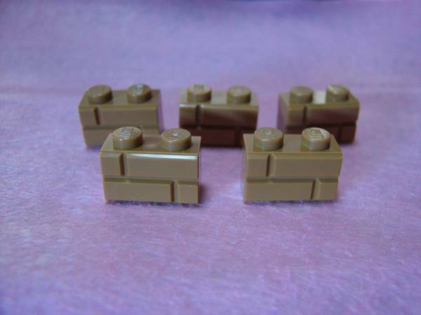 ☆レゴ-LEGO★98283★ブロック[濃タン]1X2★レンガ調２面★5個★新品