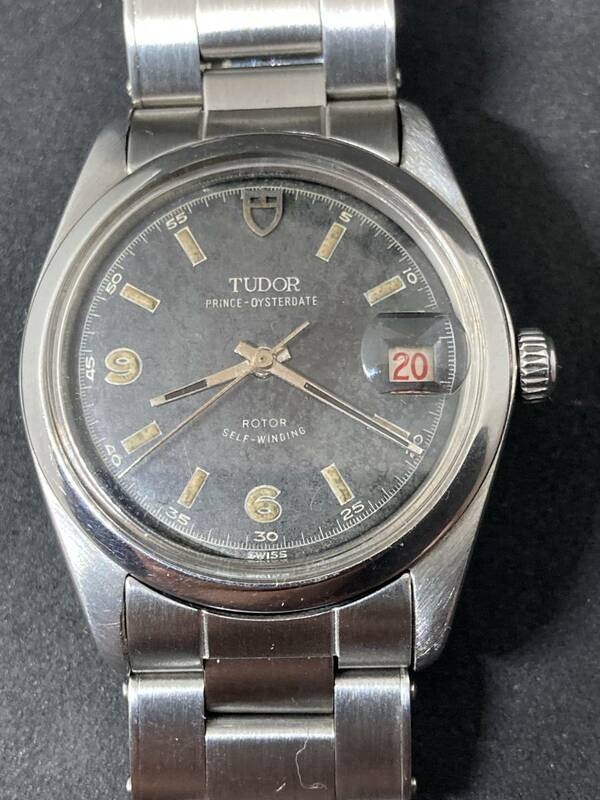 TUDOR チュードル オイスタープリンス 純正オリジナル 盾マーク 黒文字盤 初期モデル 34mm 赤黒カレンダー