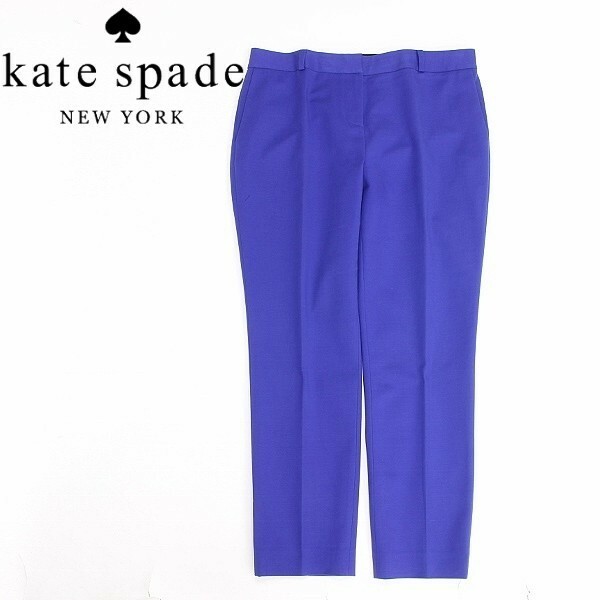 美品◆kate spade ケイトスペード ストレッチ コットン カラー パンツ ブルー 12
