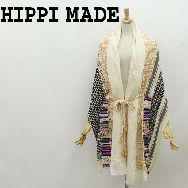 ◆HIPPI MADE ヒッピーメイド ハンドメイド レース 古布使い リメイク ストール ショール