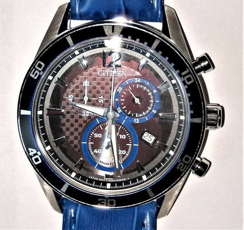 中古　CITIZEN　シチズン　アナログ　腕時計　スチール　ブルー　革レザー　ソーラー　