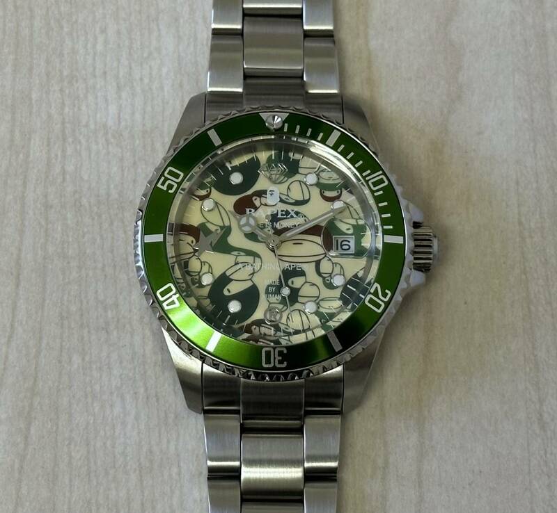 新品未使用 A BATHING APE ア ベイシング エイプ BAPEX ベイペックス サルマリーナ milo マイロ CAMO カモ柄 自動巻き腕時計 箱付き完品