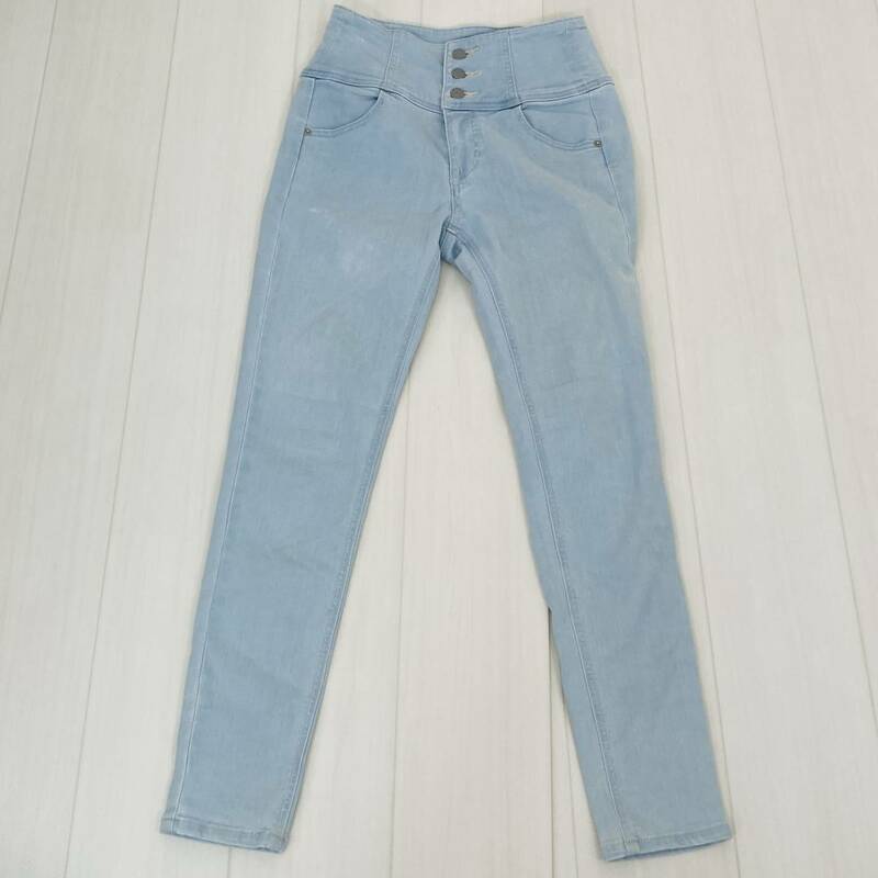 a00187 美品 isko Extretchdenim Heather ヘザー ハイウエスト スキニー デニムパンツ ストレッチ 02(M) ライトブルー 水色 万能 古着 上質