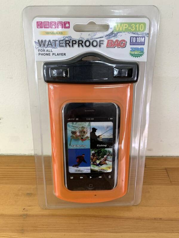 WATERPROOF BAG スマートフォン 防水ケース アクア ウォーター お風呂 スポーツ ポーチ パック バック WM-695OR オレンジ 未使用品