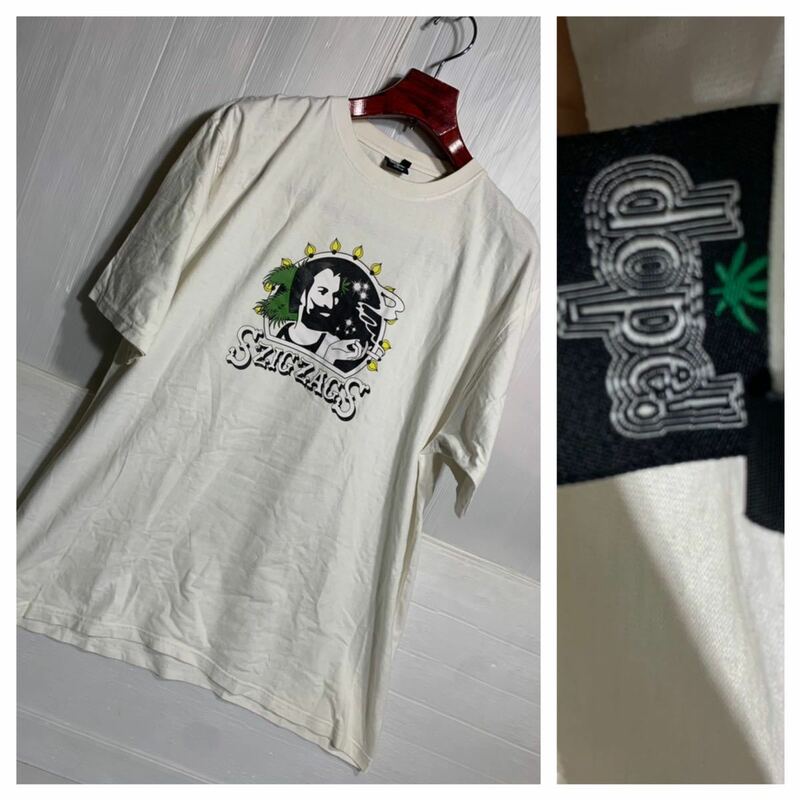 dope! clothings ドープ　ZIGZAG アメリカ巻きタバコ　ジグザグマン　スモーキング　半袖　Tシャツ　白　XL ホワイト