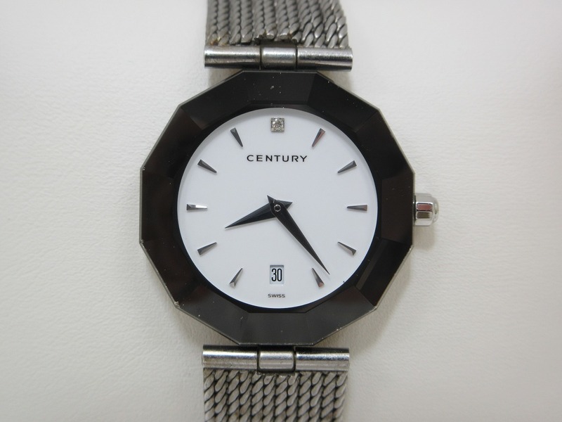 ♪売り切り 大特価 稼働品 CENTURY センチュリー タイムジェム メンズ腕時計 クォーツ 白文字盤♪