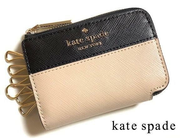 特価！ 可愛い ケイトスペード staci カラーブロック レザー ジップ 6連 キーケース K9351 WARM BEIGE MULTI 新品本物