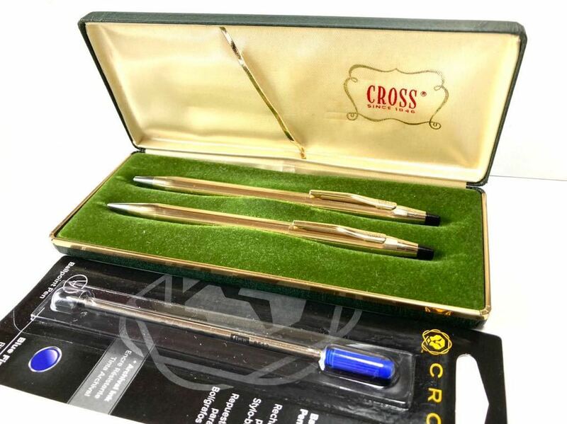 【美品】CROSS クロス クラシックセンチュリー 12金張 ボールペン ペンシル セット 純正リフィル付