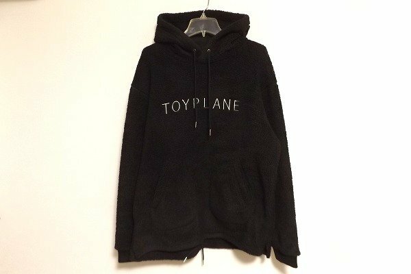 z10900:TOYPLANE（トイプレーン） BOA HOODED JACKET ボアフリースパーカー/黒/XL