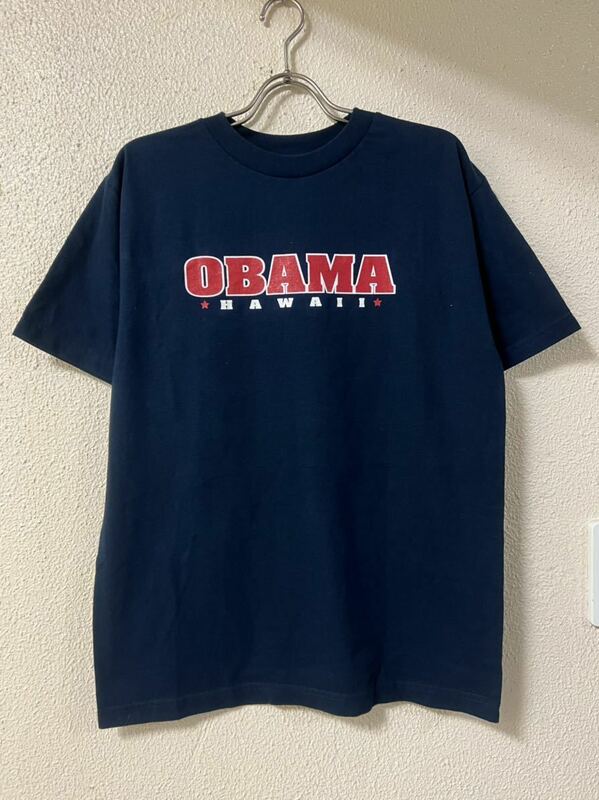 未使用 デッドストック メキシコ製 OBAMA HAWAII オバマ フォト 両面 プリント Tシャツ