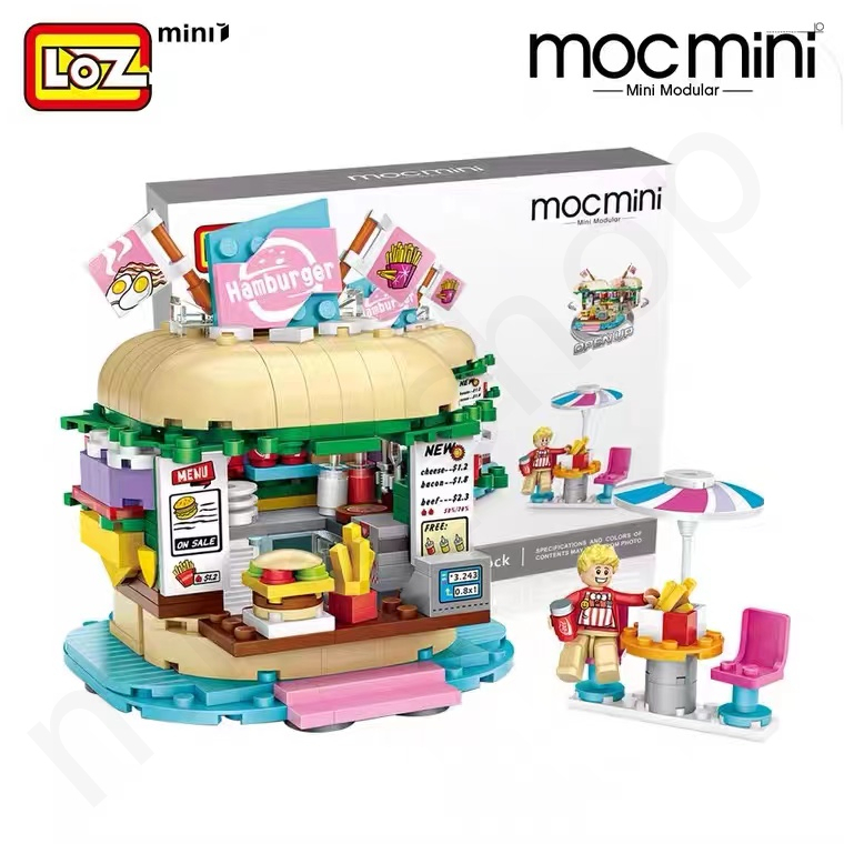 レゴ LEGO 互換 不可 LOZ ブロック 積木 ハンバーガー 商店街 玩具 可愛い 子供大好き 親子交流 組み立て 手作り 知育