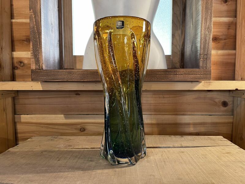 昭和レトロ　レトロ　フラワーベース　花瓶　花器　ガラス　マルティグラス