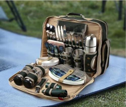 品質保証★多人食器セット　37セット キャンプ　ピクニック　一式食器バッグ　携帯用多機能　保温バッグ