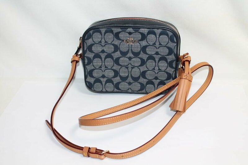 中古 美品 COACH ショルダーバッグ C8666 シグネチャー 斜め掛けバッグ ブルー ブラウン レディースバッグ コーチ USED品 リサイクルマート