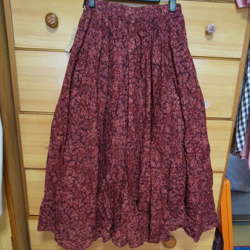 サマンサモスモス　ギャザースカート　美品　ウエストゴム赤　SM2 フレアースカート　