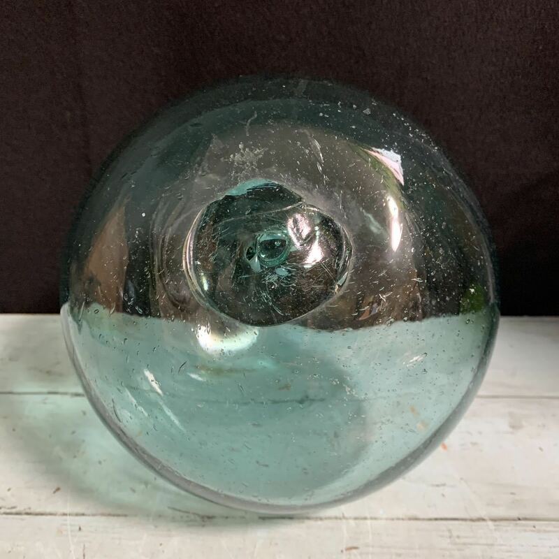 ガラス玉 気泡 浮き球 浮き玉 ガラス工芸 ガラス 昭和レトロ 漁具 居酒屋 DIY インテリア アンティーク (7306)