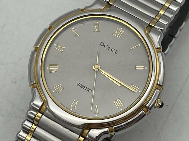 SEIKO セイコー　本物　Dolce ドルチェ　5E31-6C70　グレー文字盤　ローマ数字インディックス　純正ブレスレット　メンズ腕時計　稼働品