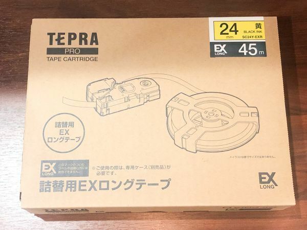 【新品 即決】TEPRA PRO 詰替用EXロングテープ 24mm 黄色 (使用可能機種 要確認）/ テプラ