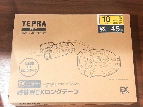 【新品 即決】TEPRA PRO 詰替用EXロングテープ 18mm 黄色 (使用可能機種 要確認）テプラ