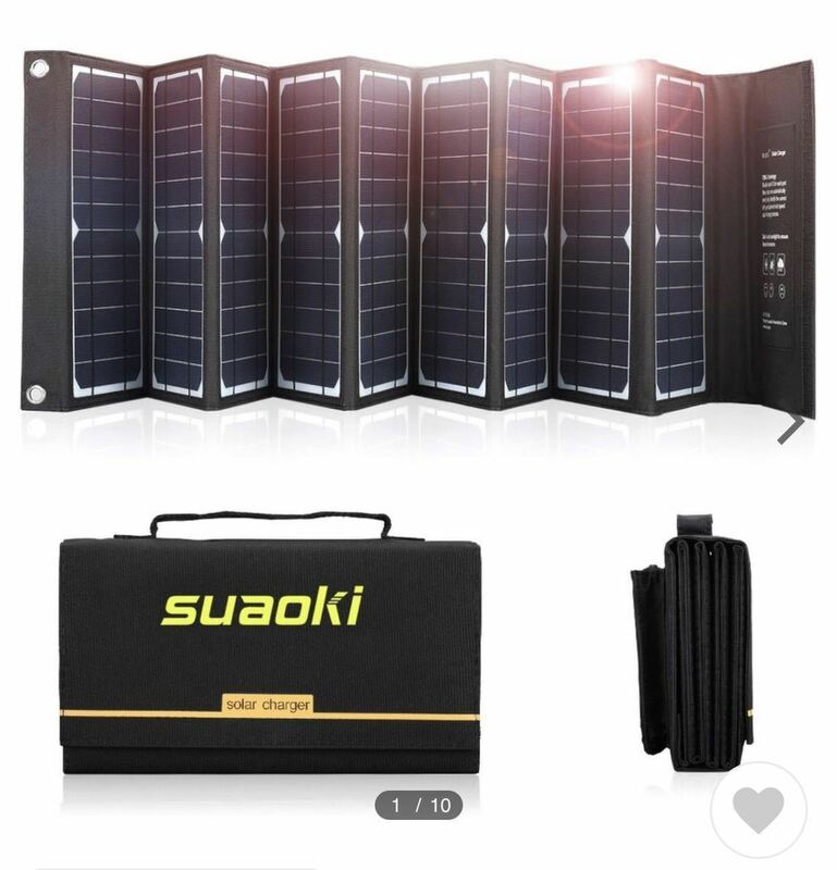 ニュータイプ 一連型 Suaoki 60w 大容量 モバイルバッテリー ソーラーチャージャー iPhone 高速充電 ソーラーパネル