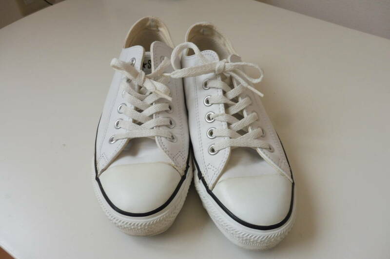 当時物 90年代 米国製 Made in USA Converse ALL STAR LEATHER OX WHITE コンバース オールスター レザー ローカット 