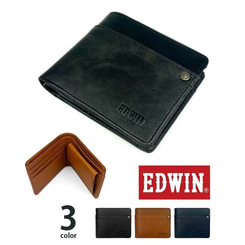 【全3色】 EDWIN エドウイン リベットデザイン スリム 二つ折り 財布 ウォレット