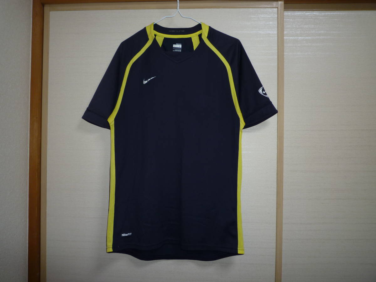 ナイキ 半袖シャツ紺×黄色 Lサイズ 難有り