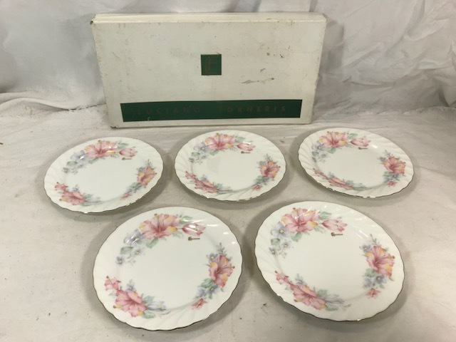 LUCIANO FORNERIS　花絵柄　小皿　ケーキ皿　5客揃　未使用拍卖